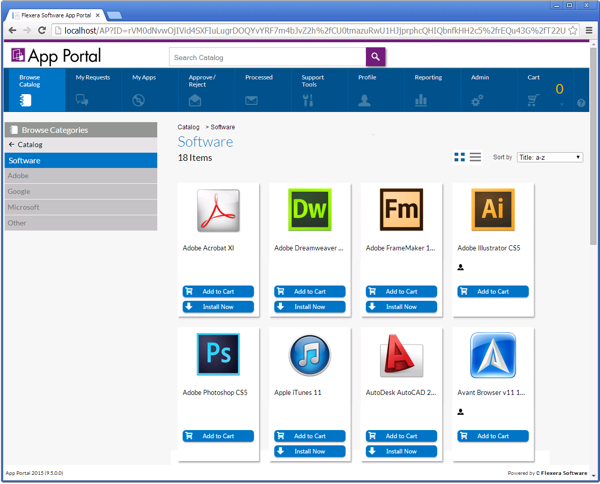 App Portal Browse Catalog Tab